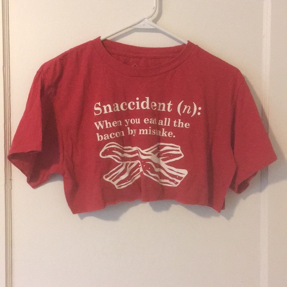 Tops - Bacon Snaccident Gym Crop Top-Size Medium